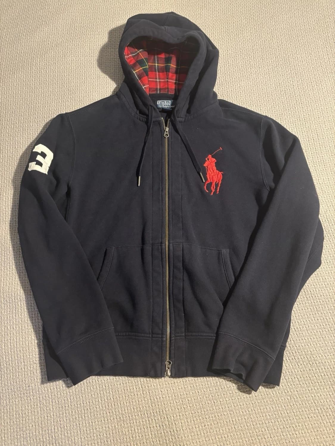 폴로 랄프 로렌 빅포니 네이비 체크 후드 집업 상품이미지1