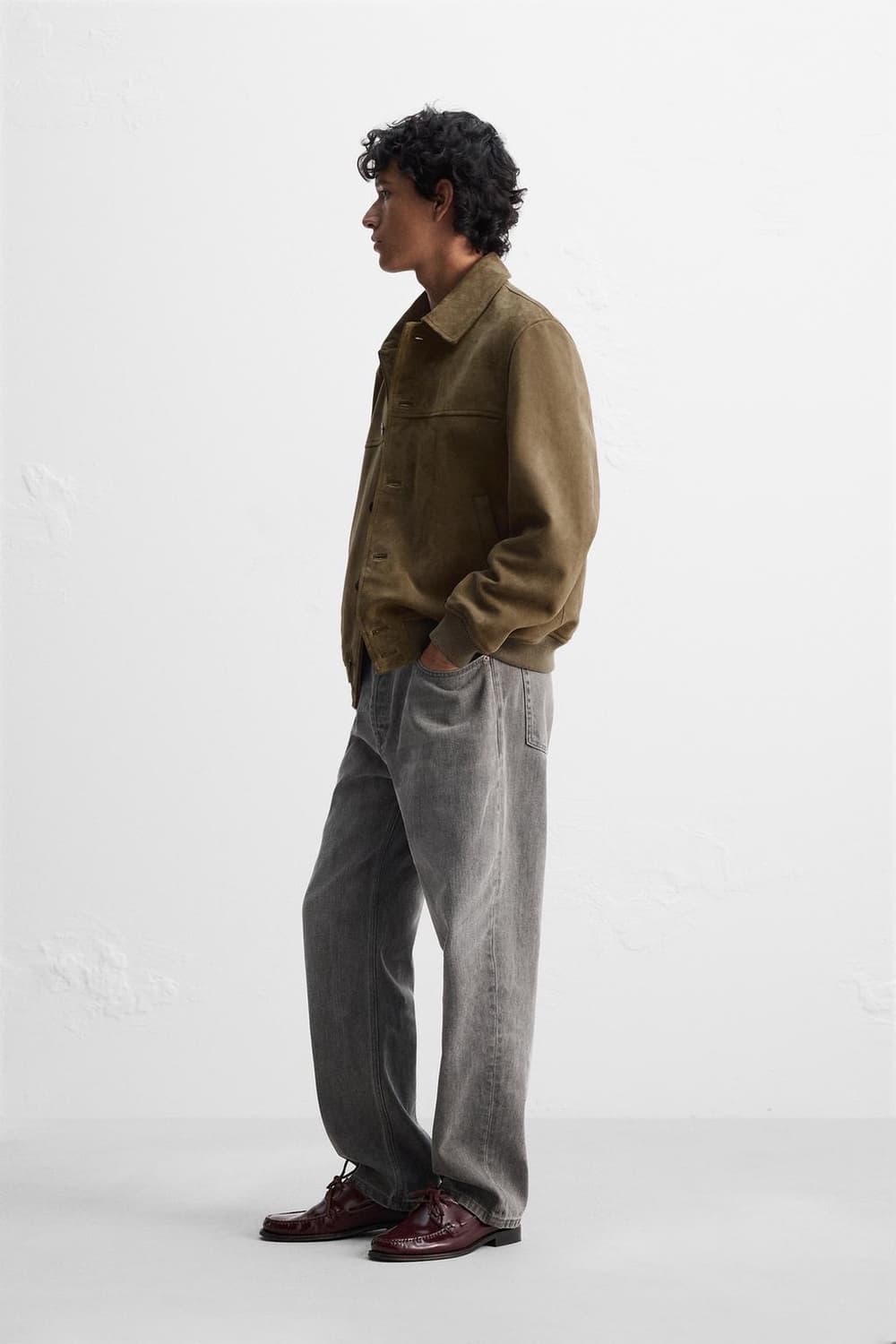 자라 오리진스 Origins 스웨이드 가죽 버튼 점퍼 가죽자켓 L 상품이미지5