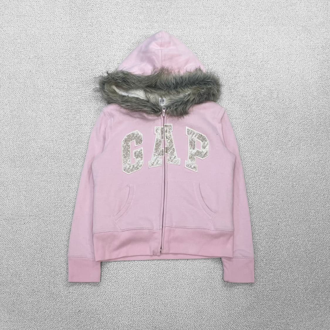 갭 GAP 스펠 로고 후드퍼 집업 핑크 상품이미지2