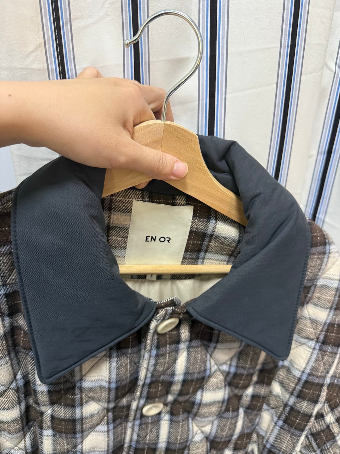 EN OR 엔오르 체크 퀼팅 자켓 브라운 새상품 상품이미지3