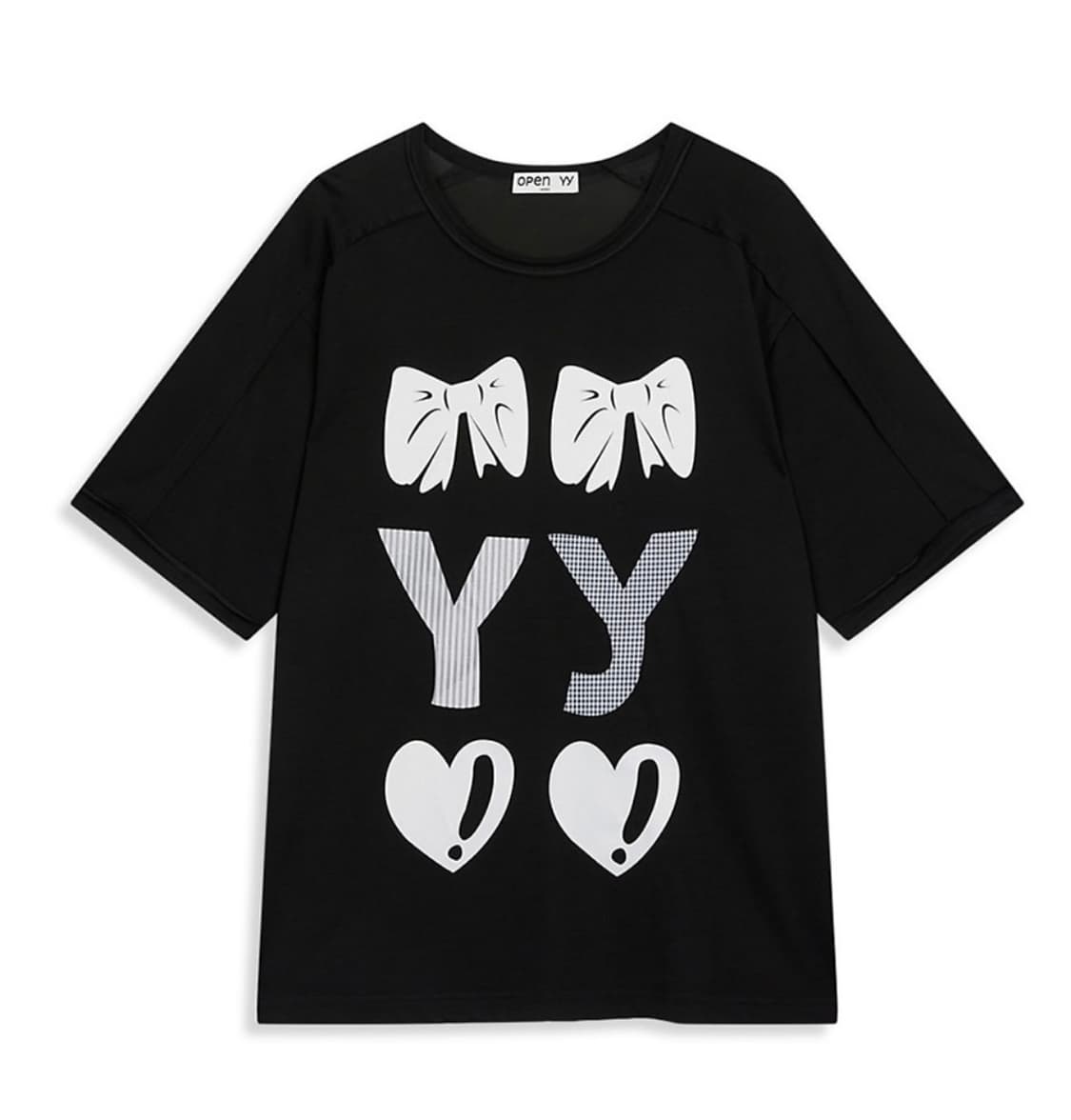 오픈와이와이 RIBBON YY T-SHIRT 블랙 상품이미지1