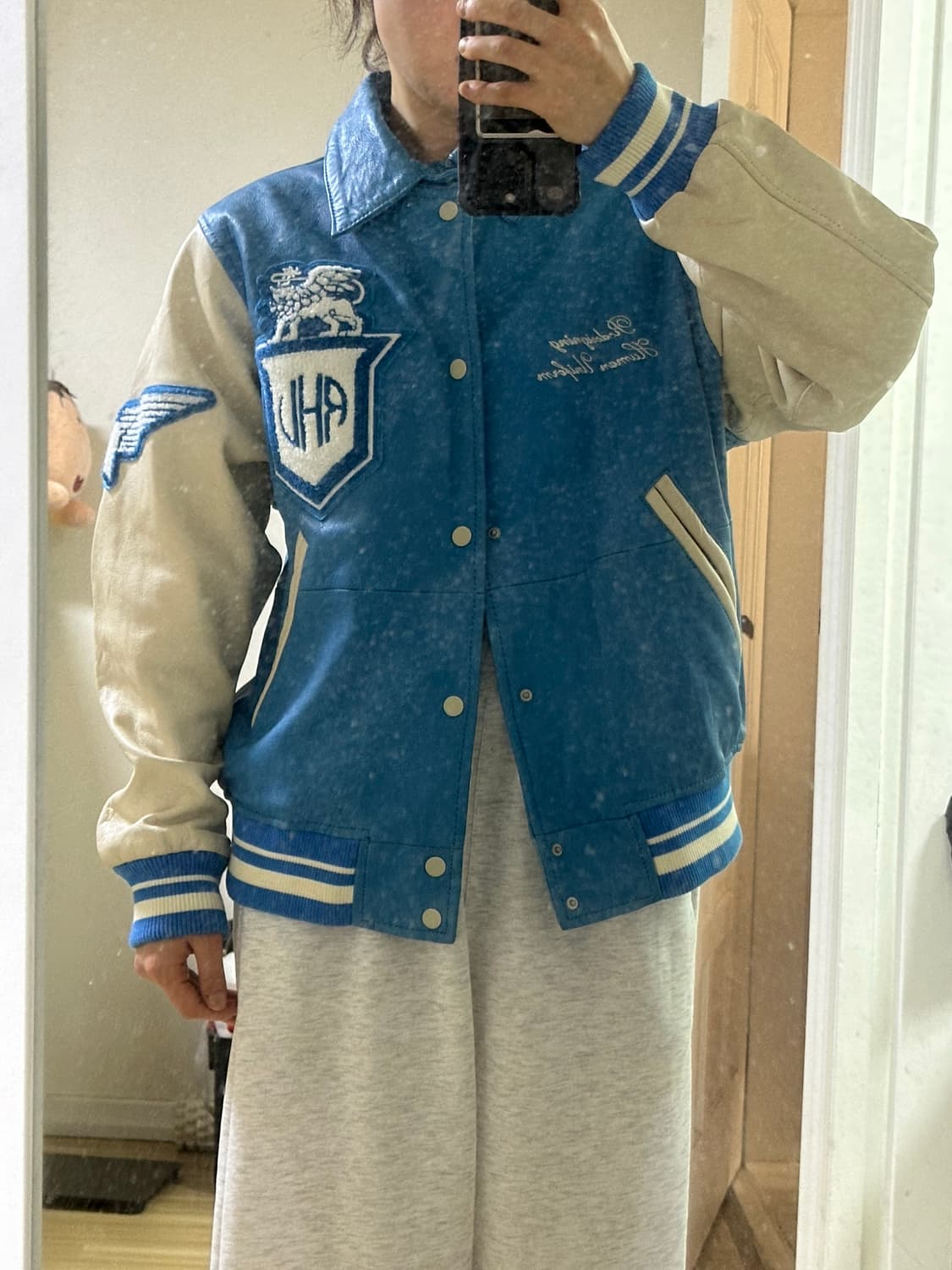 자라 루이지 콜라보 양가죽 바시티 자켓 M 상품이미지2