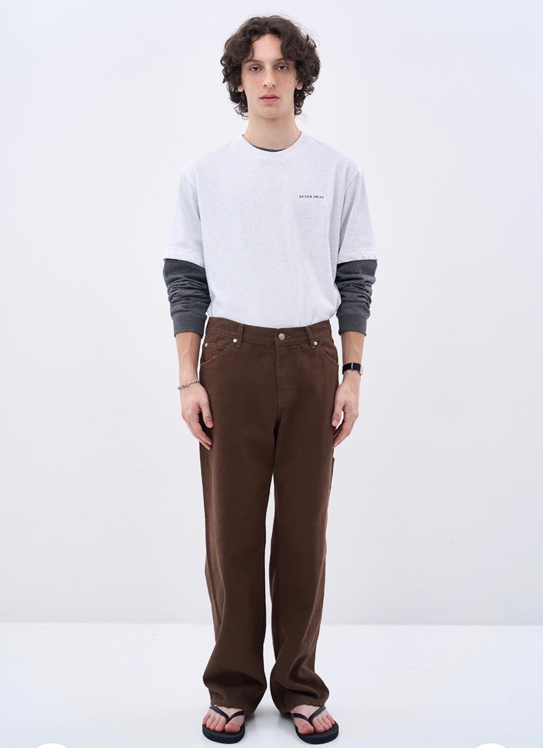 더스티드 레귤러 데님 진 브라운 상품이미지1