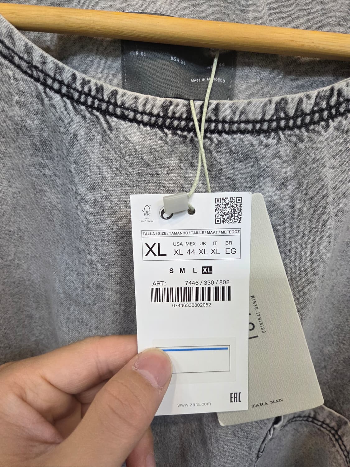 자라 포켓 빈티지워싱 데미지 데님반팔 xl 상품이미지3