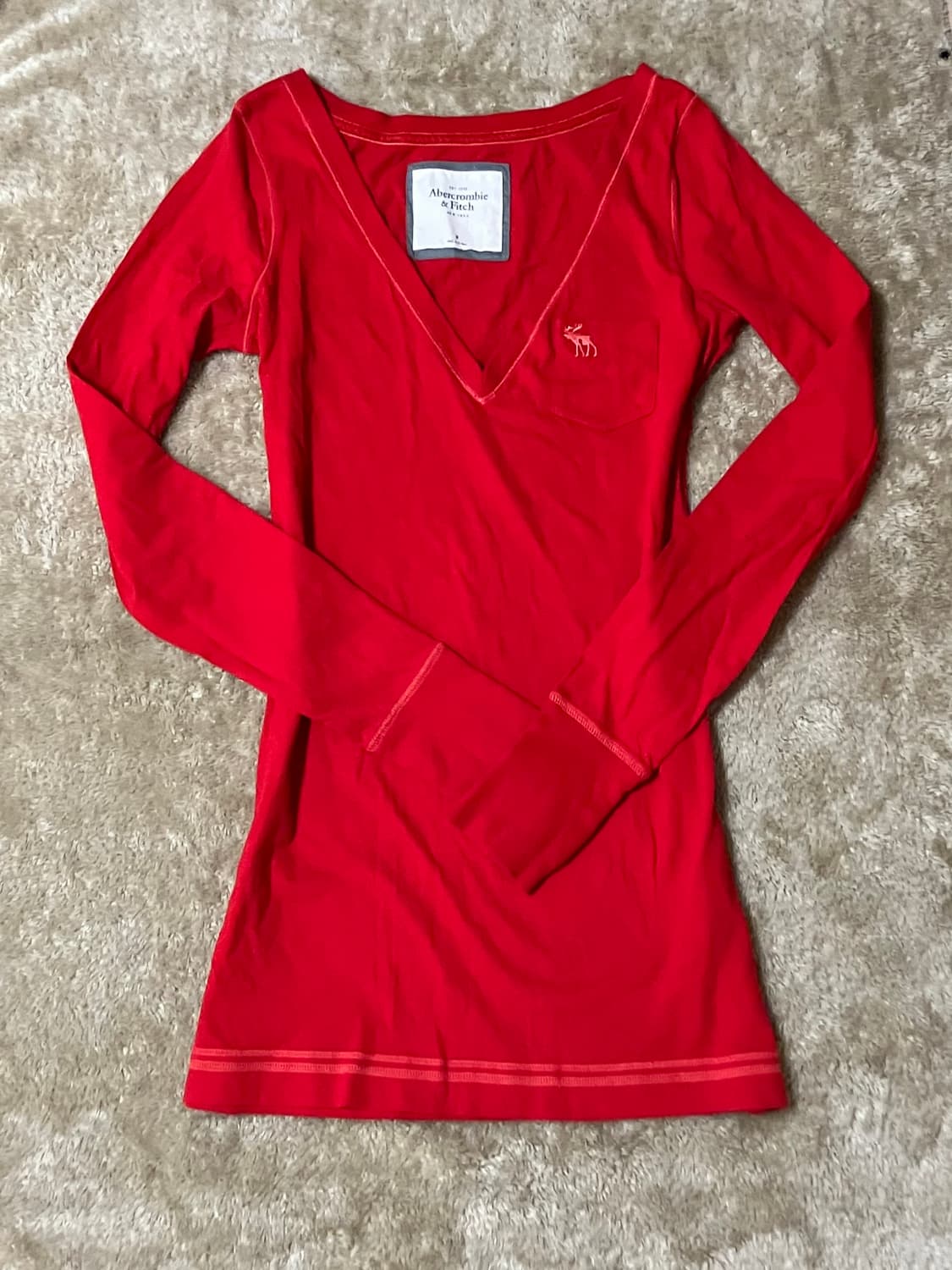 유일매물) 아베크롬비 y2k 딱붙 브이넥 롱슬리브🍒 상품이미지3