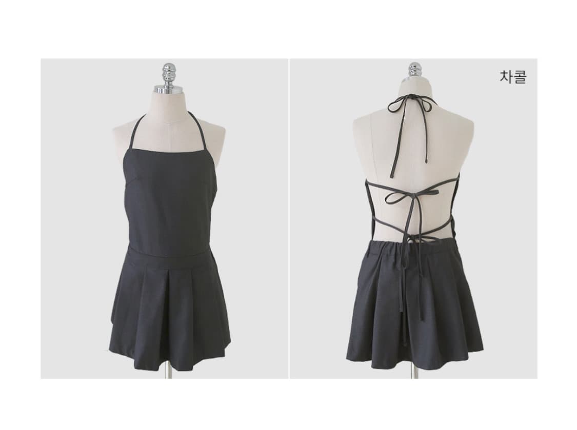 어리틀빗 mui halter pleated ops (차콜) 상품이미지2