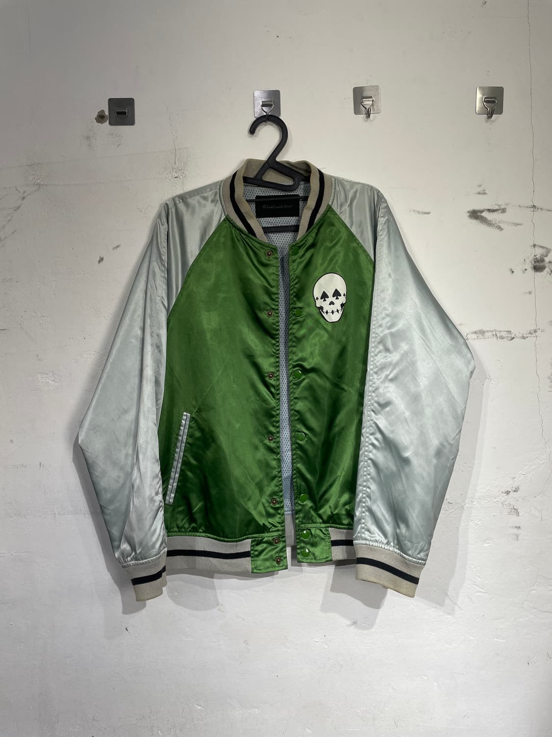 Jpn 일본 빈티지  해골 프린팅 바시티 자켓 오버핏 스카쟌 M 상품이미지5