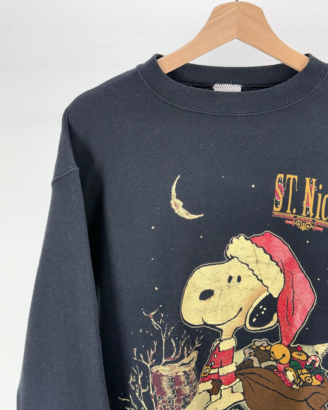 스누피 90s 블랙 피너츠 조스턴 스웨트 셔츠 상품이미지2
