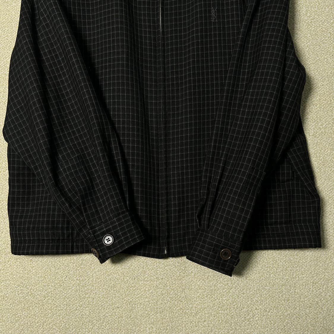 (M) 입생로랑 블랙 체크 블루종 자켓 상품이미지4