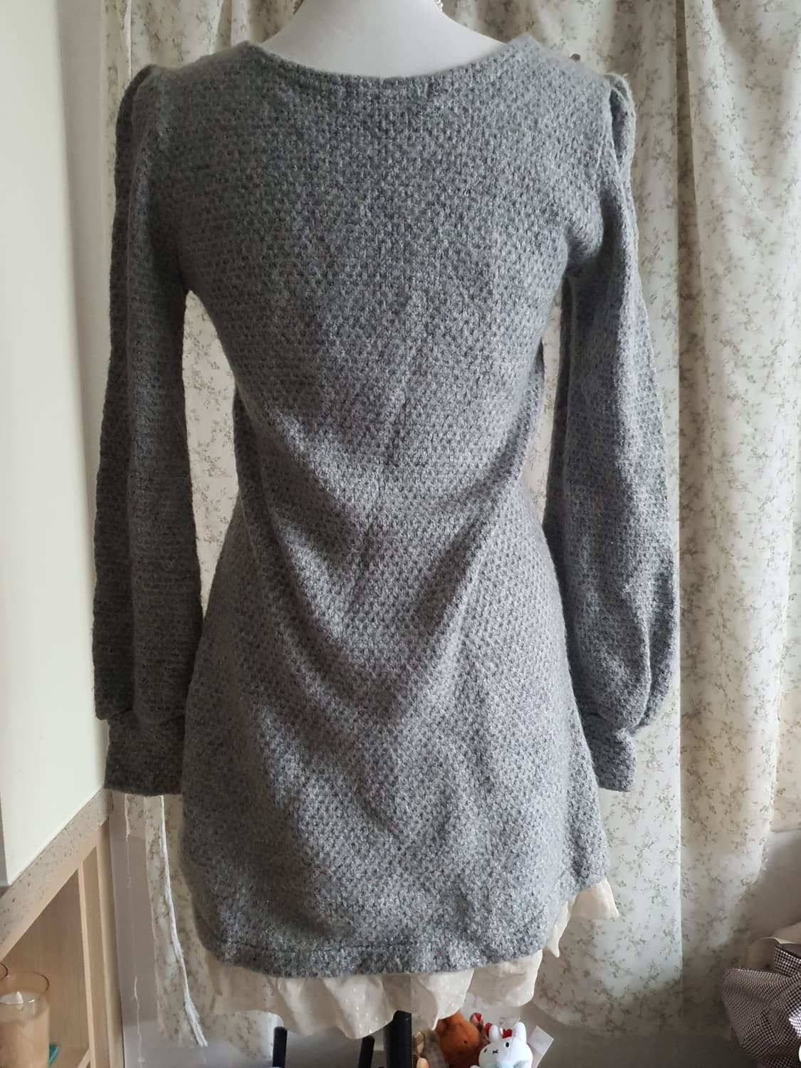 [모리걸] 레이스 장식 니트 롱 스웨터 그레이 상품이미지4