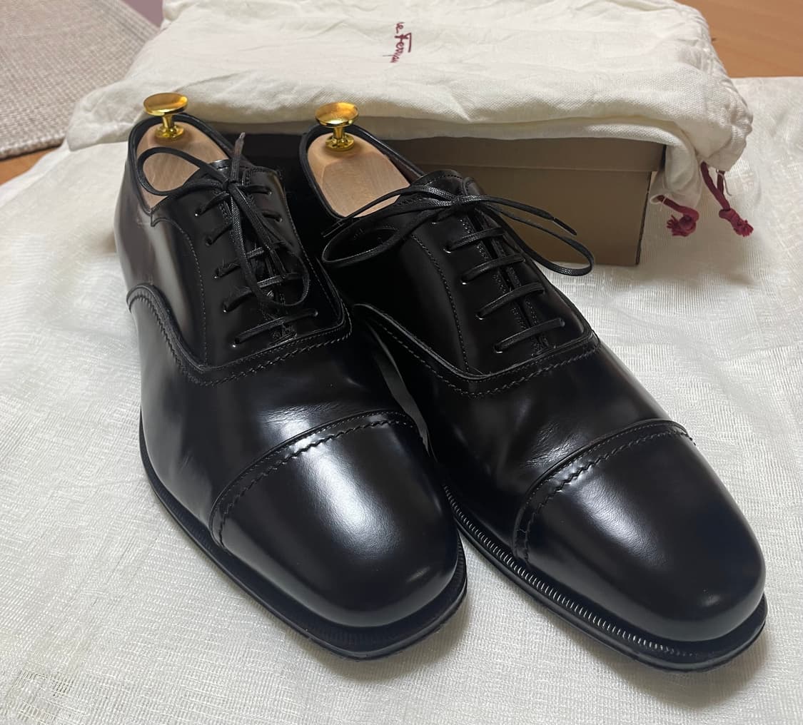 페레가모 스트레이트 팁 옥스포드 / 8.5/ 블랙 상품이미지1