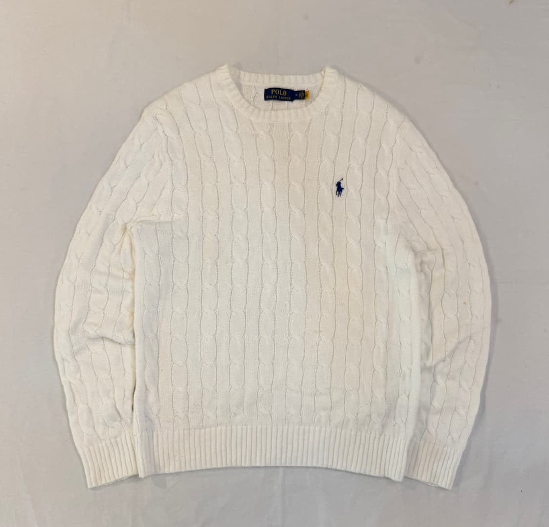 최신형) 폴로 랄프로렌 꽈배기 케이블 니트 화이트 상품이미지1