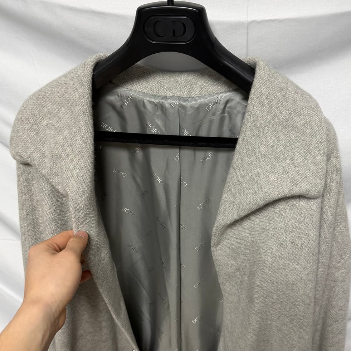 [S+급/L] 디올 캐시미어 니트 크롭 자켓 그레이 상품이미지4