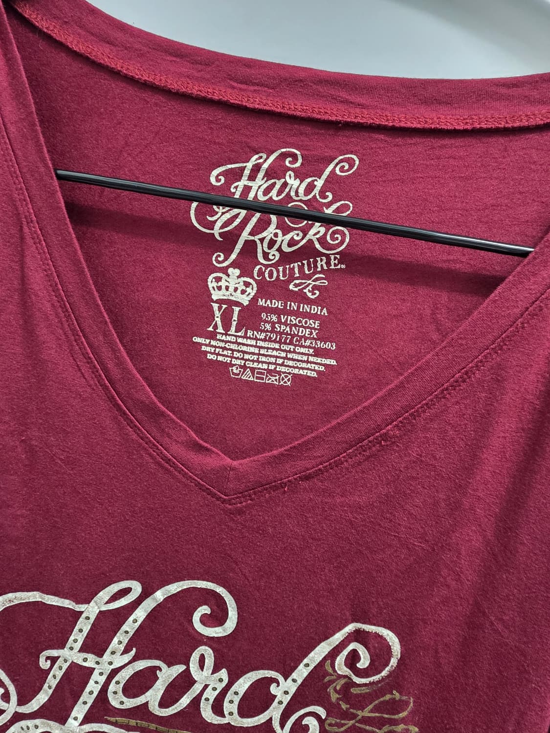 HARD ROCK COUTURE 비스코스 와이드 V넥 티셔츠 상품이미지4