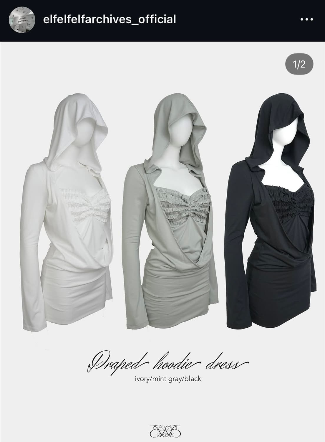 엘프엘프엘프아카이브스 드레이프 후디 드레스 상품이미지1