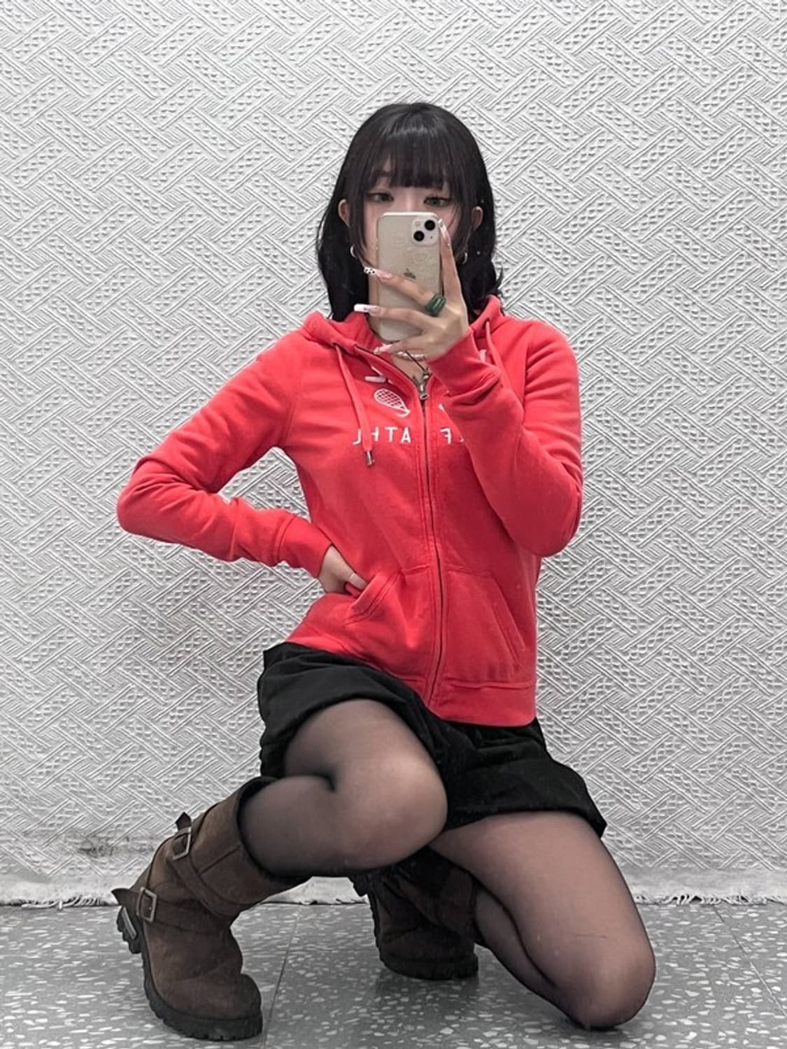 아베크롬비 레트로 Y2K 라켓 코랄오렌지 후드집업 M C11220 상품이미지2