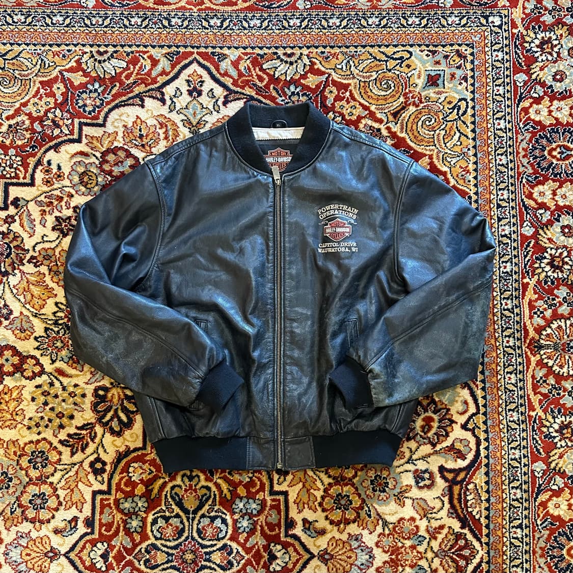 할리데이비슨 "Powertrain Operations" 레더자켓 - XL 상품이미지2