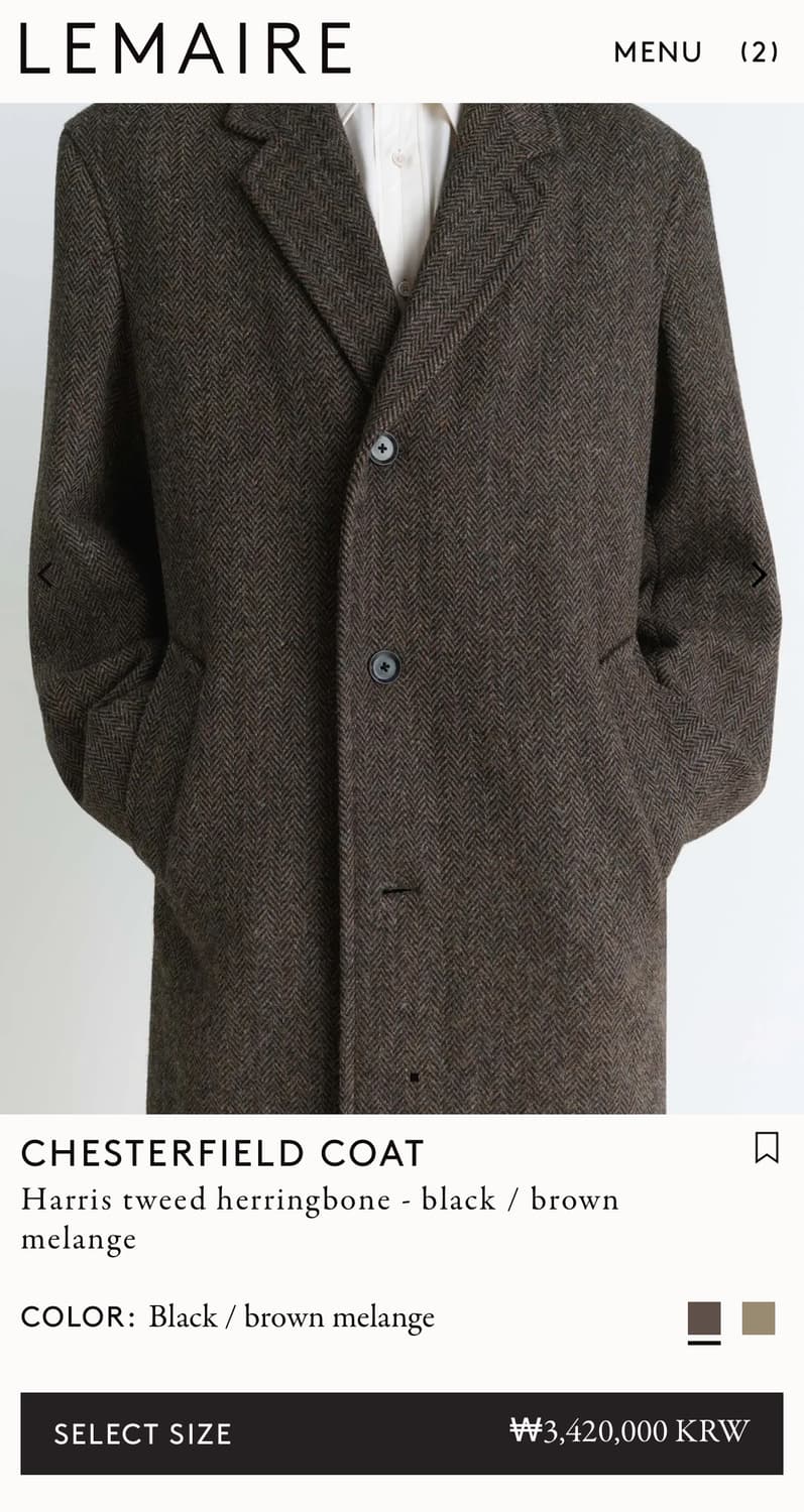 르메르25fw/해리스 트위드 채스터필드 코트 상품이미지2