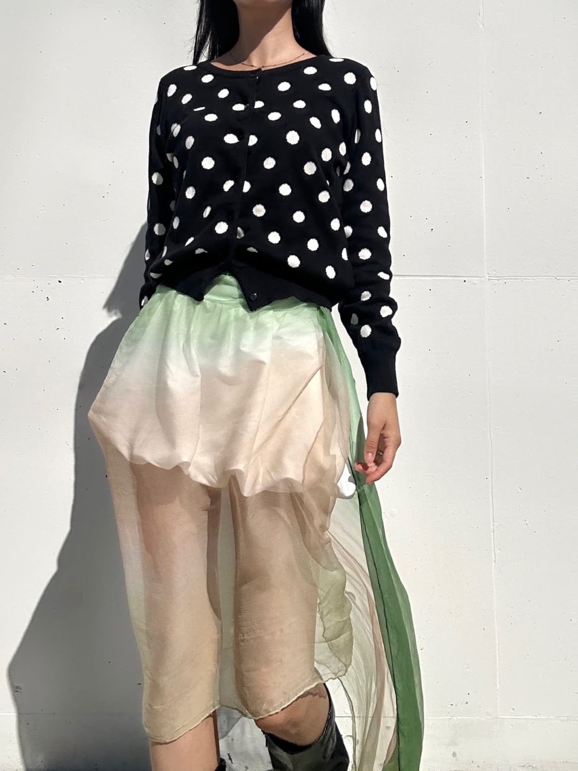 Dot simple cardigan / black 상품이미지1