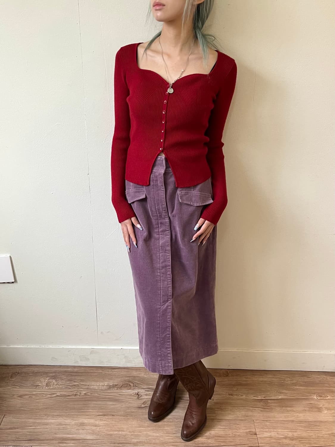 SIMPLICITE 라벤더 코듀로이 스커트 상품이미지7