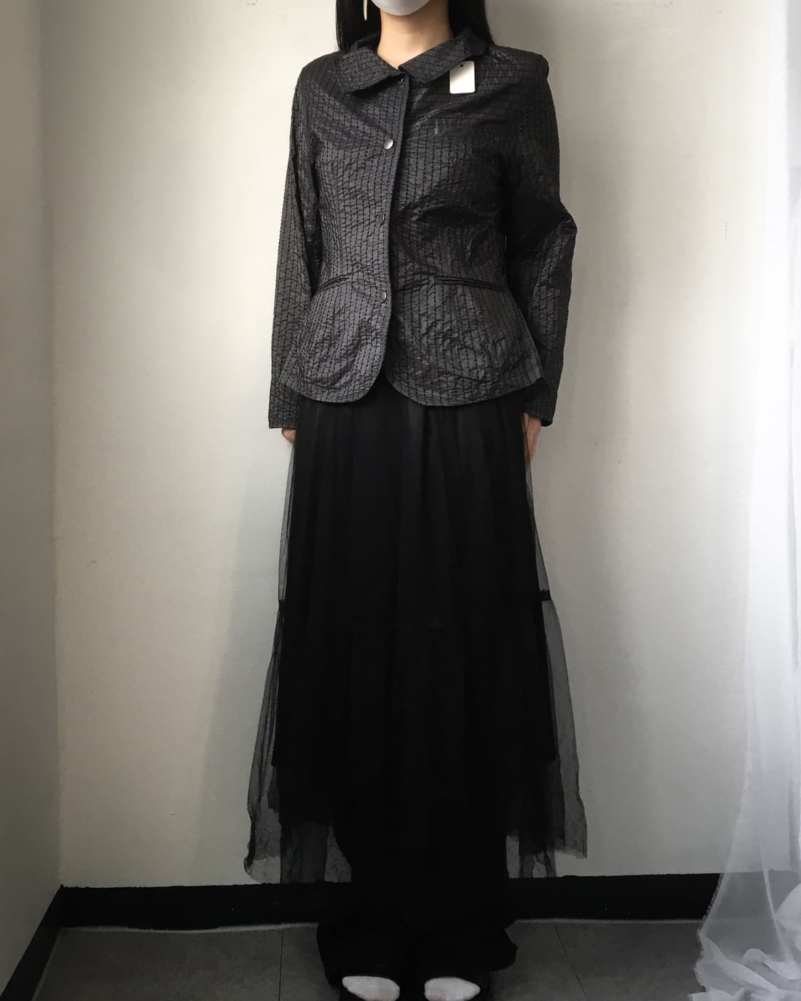 Stitch pattern point glossy jacket 상품이미지5