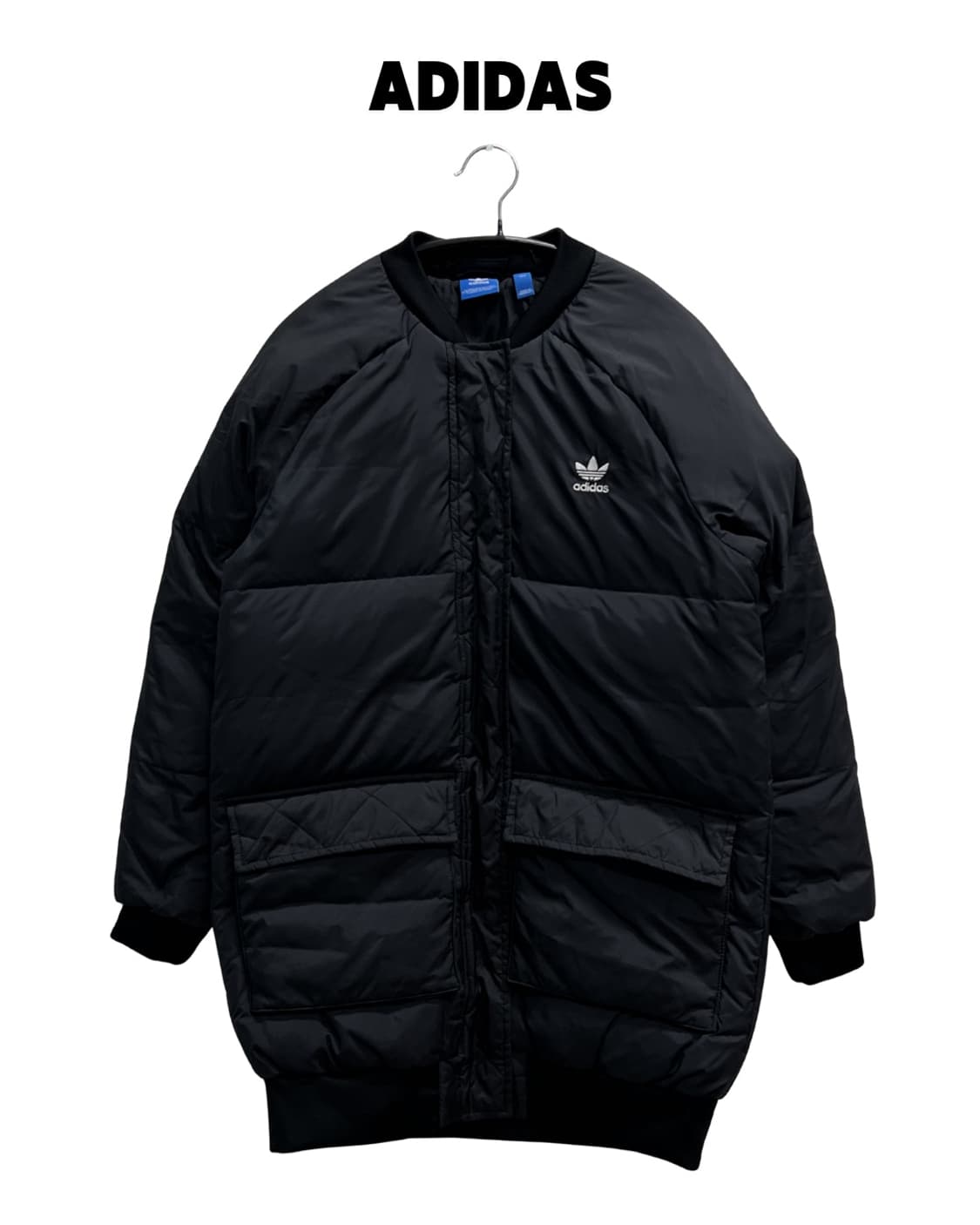아디다스 키즈/우먼스 덕다운 봄버 롱 패딩 자켓 블랙 상품이미지1
