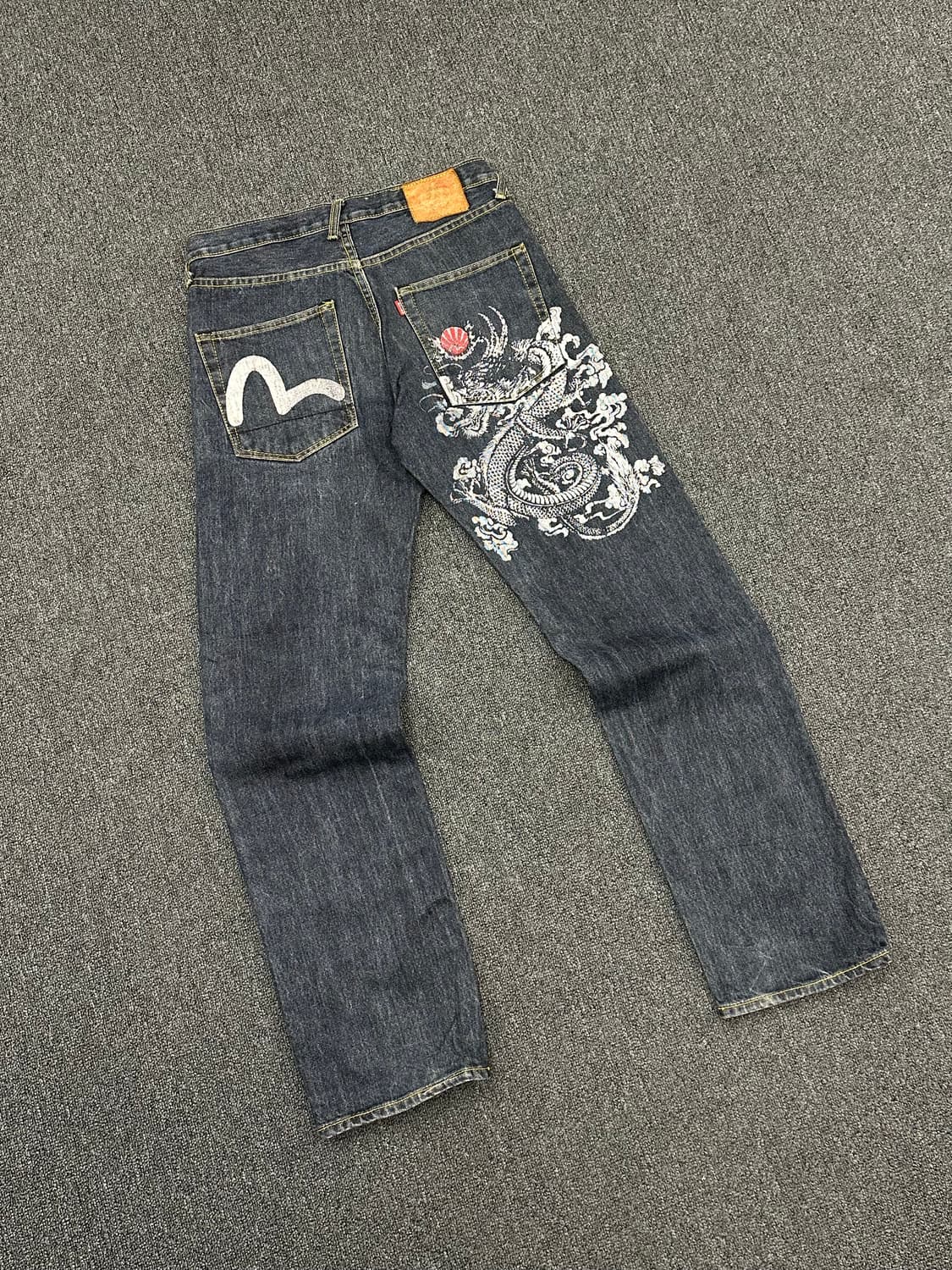 30)에비수 빈티지 포켓 드래곤 프린팅  데님팬츠 상품이미지2