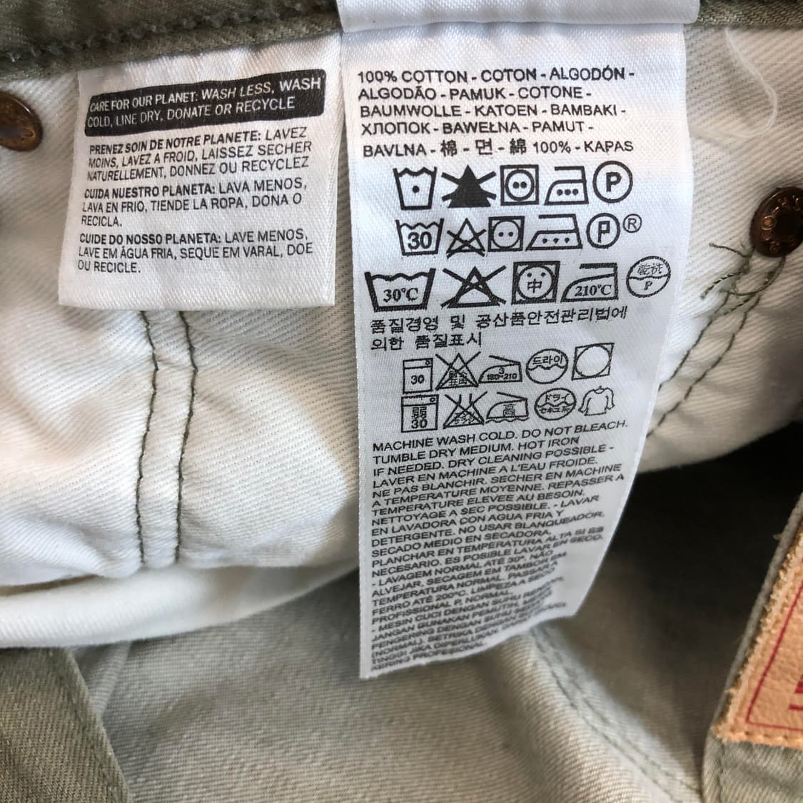 리바이스 501 연카키 가먼트 데님진 34 인치 상품이미지5