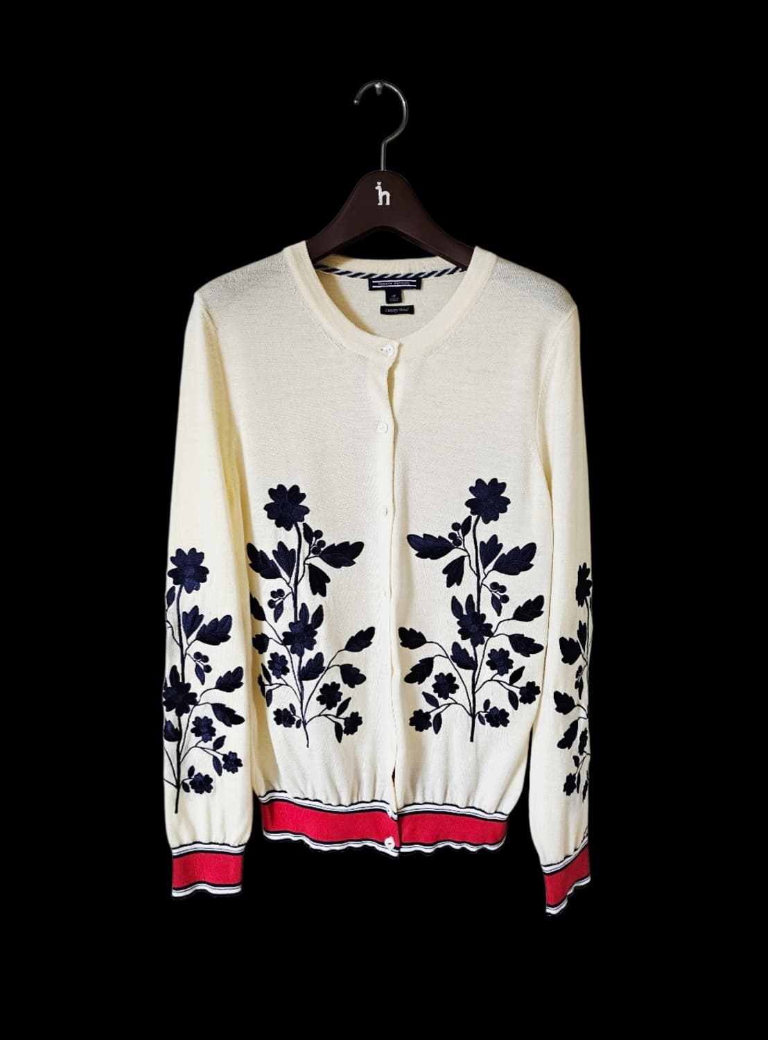 타미힐피거여성 울 100/플라워 자수  여성가디건/29만 상태좋음 상품이미지3