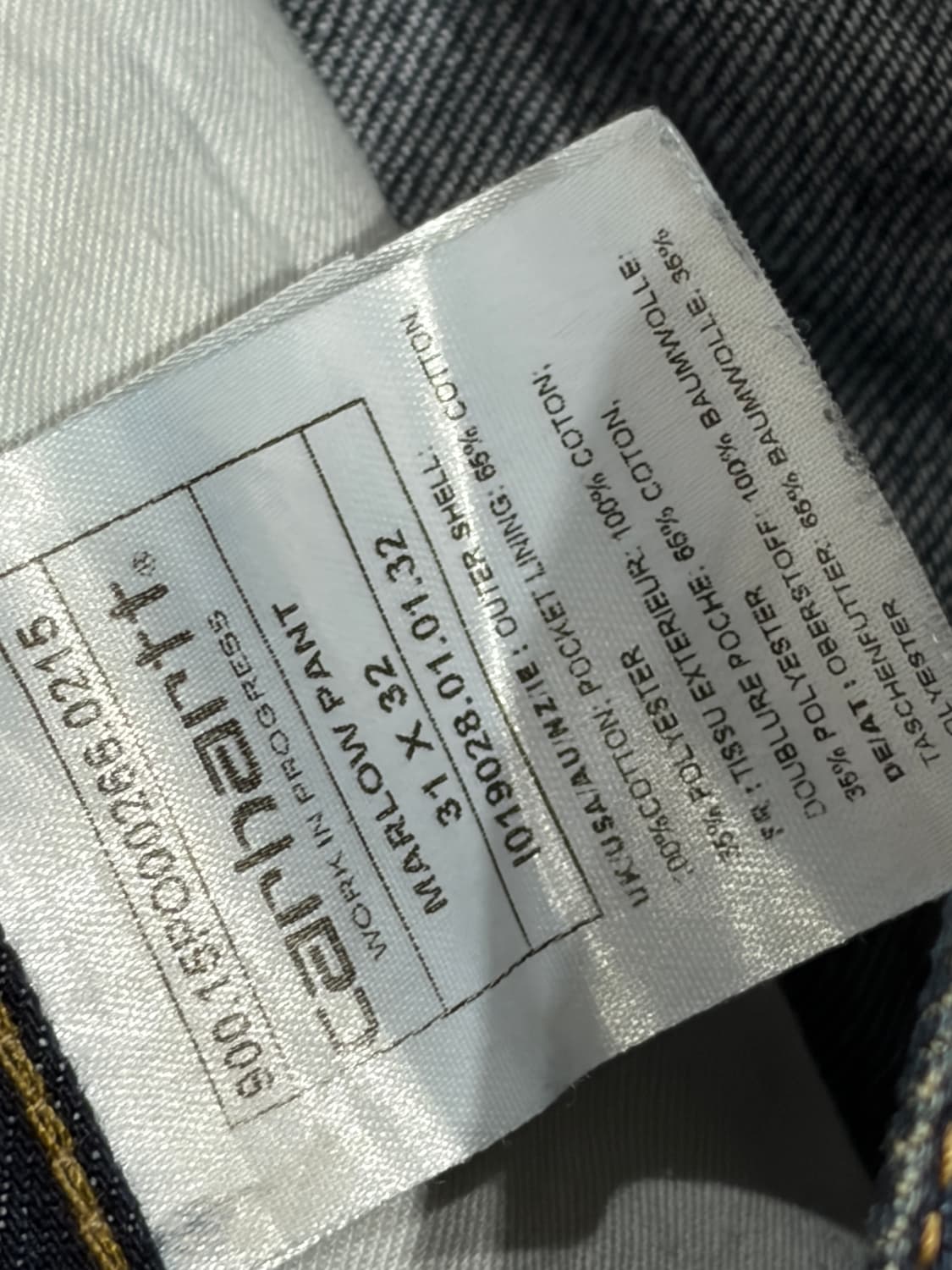 칼하트(Carhartt) 진청 데님 팬츠 상품이미지5