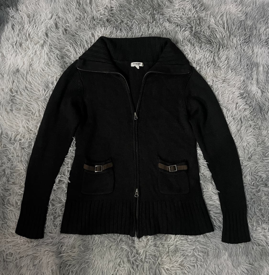 y2k 펑크 블랙 버클 니트 투웨이 집업 상품이미지7