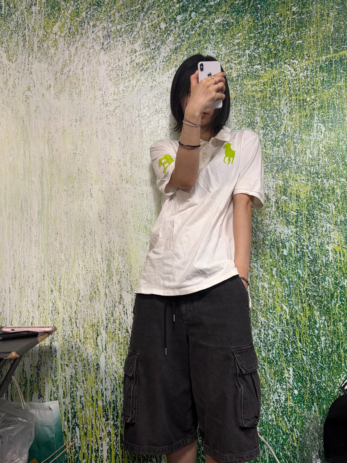 폴로 빅포니 화이트 치프키프 형광 딱붙 반팔 카라 티셔츠 키즈 XL 상품이미지3