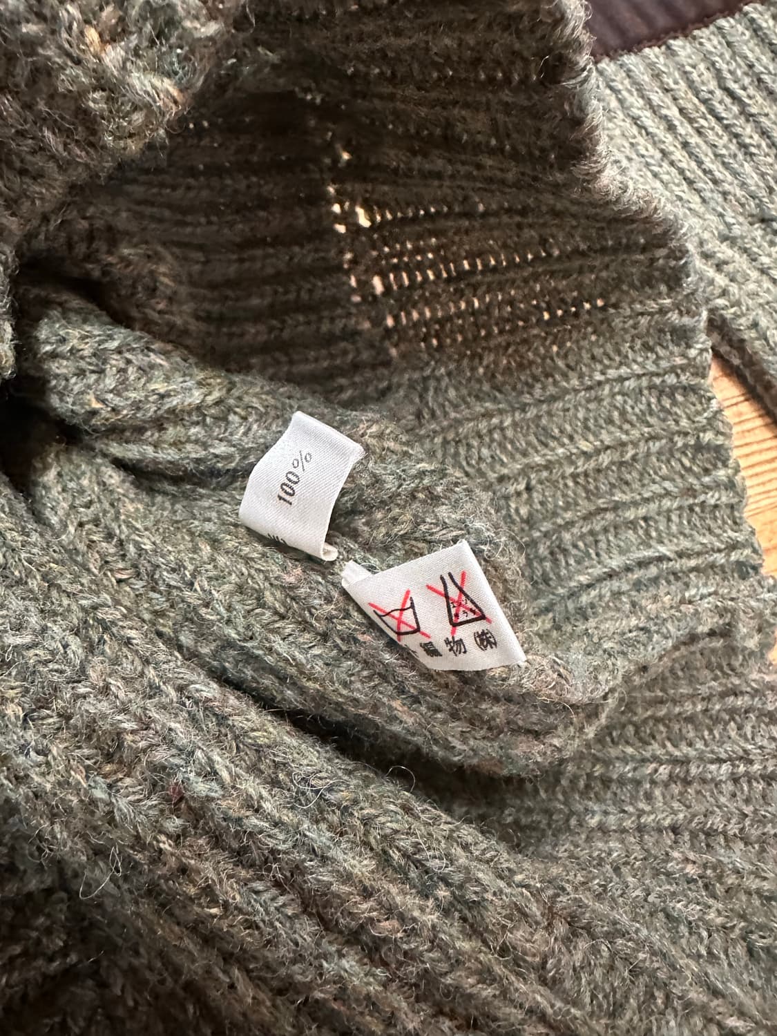 (M)80s 폴로랄프로렌 엘보패치 헤비 니트 카키 상품이미지8