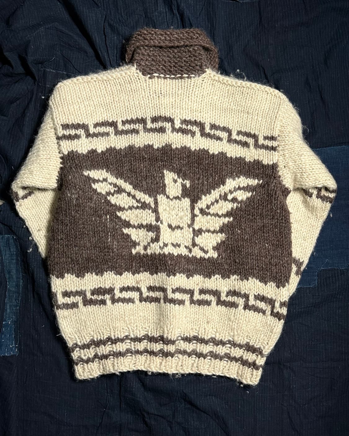 초기 60s 빈티지 썬더버드 패턴 핸드니트 코위찬 스웨터 105 상품이미지5