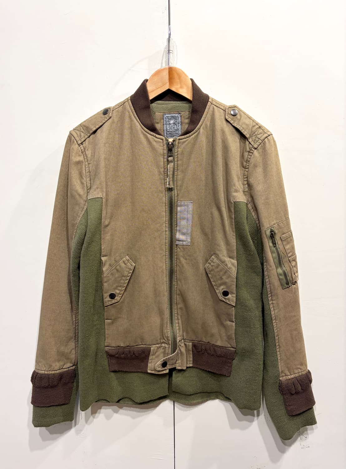 미하라 야스히로 코튼 니트 믹스 레이어드 봄버 자켓 상품이미지1