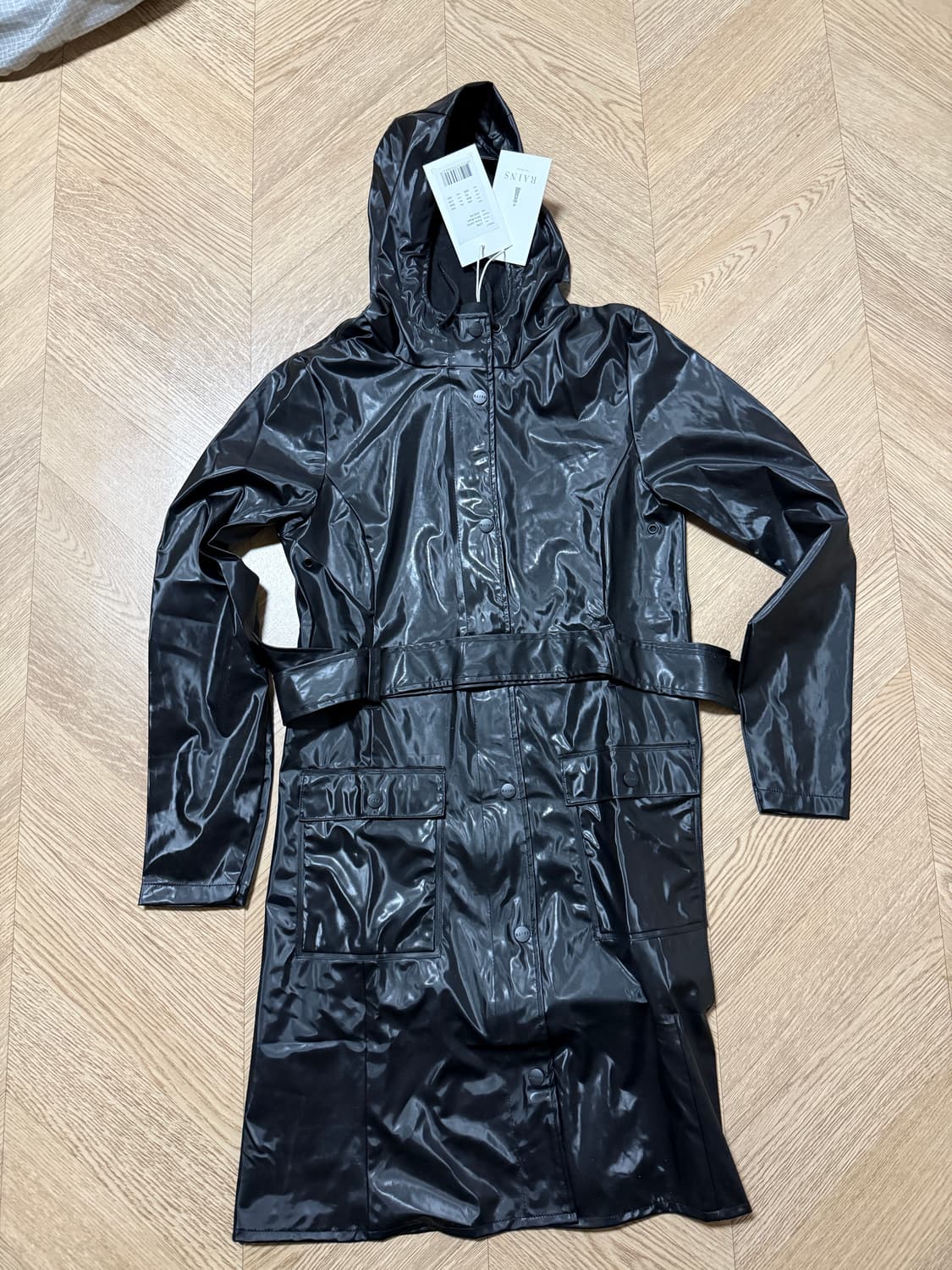 RAINS 롱 자켓 블랙 새상품 상품이미지1