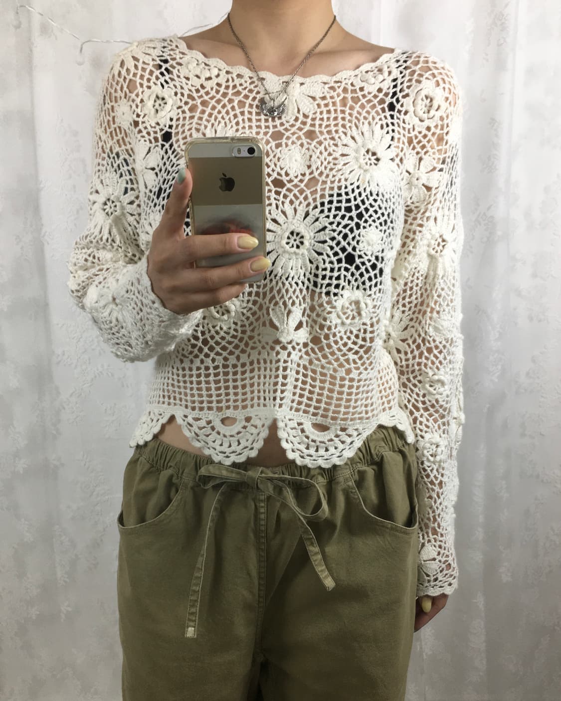 JPN ivory crochet top 상품이미지2