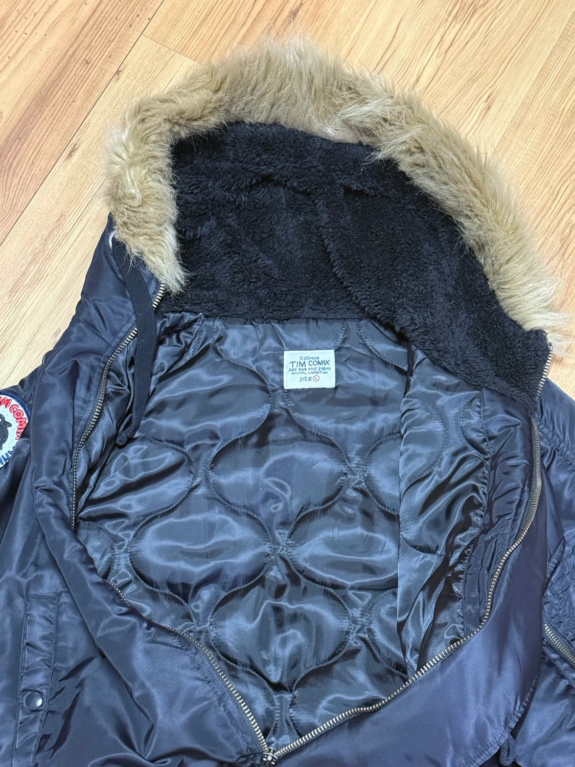 팀코믹스 ma-1 후디드 덱 점퍼 블랙 L사이즈 상품이미지4