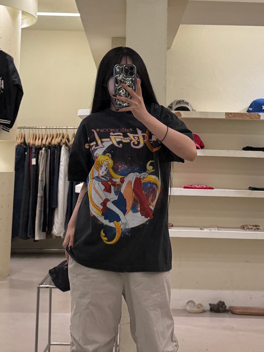 빈티지 미소녀 전사 세일러문 프린팅 반팔 티셔츠 U1637 상품이미지1