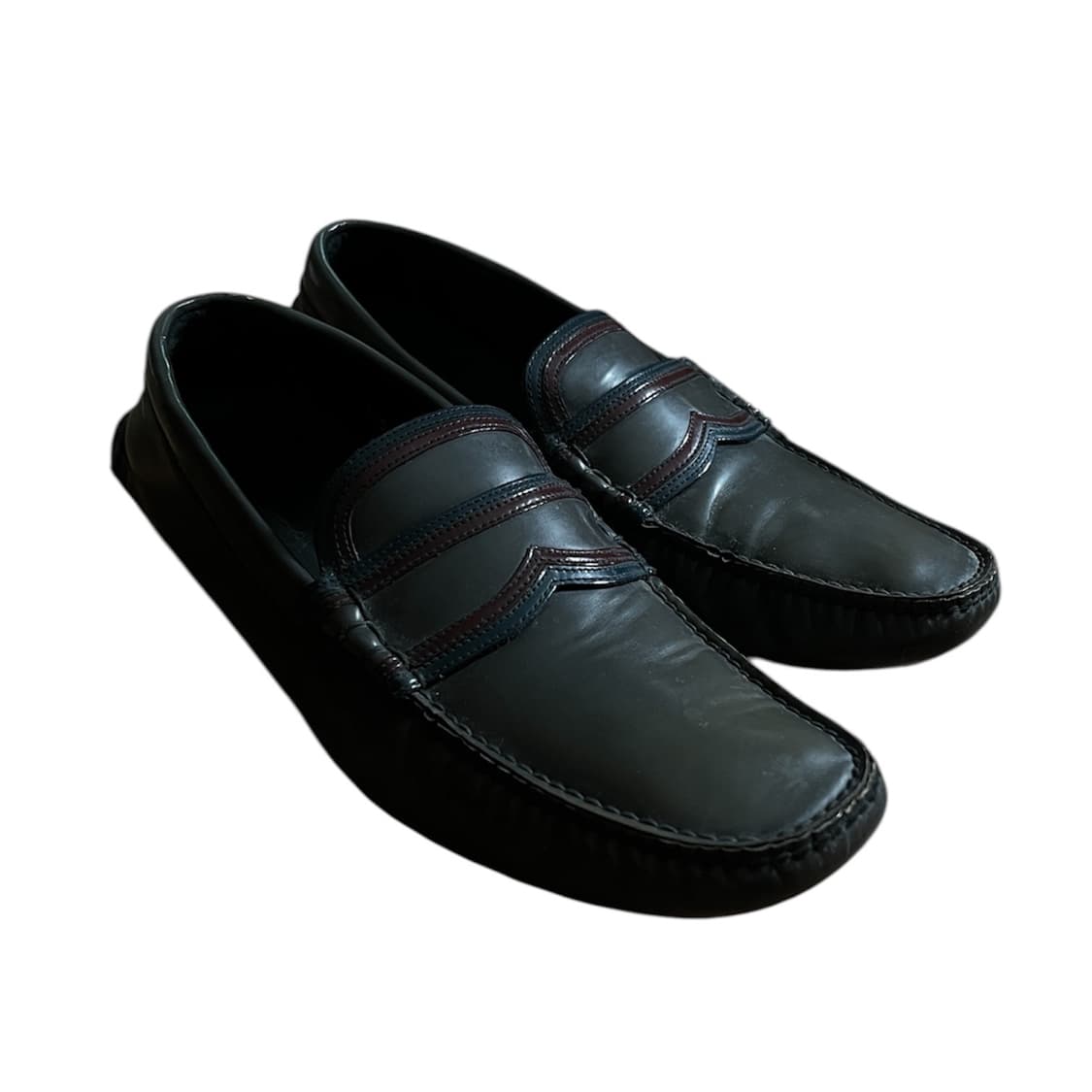 프라다 남성 레더 드라이빙 로퍼 (다크그레이/웹스트라이프) - [260] 상품이미지1