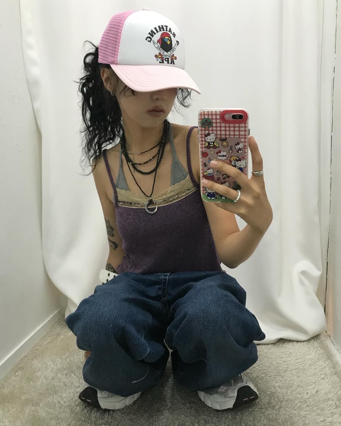 Pirate Bape Pink Mesh Cap 상품이미지4