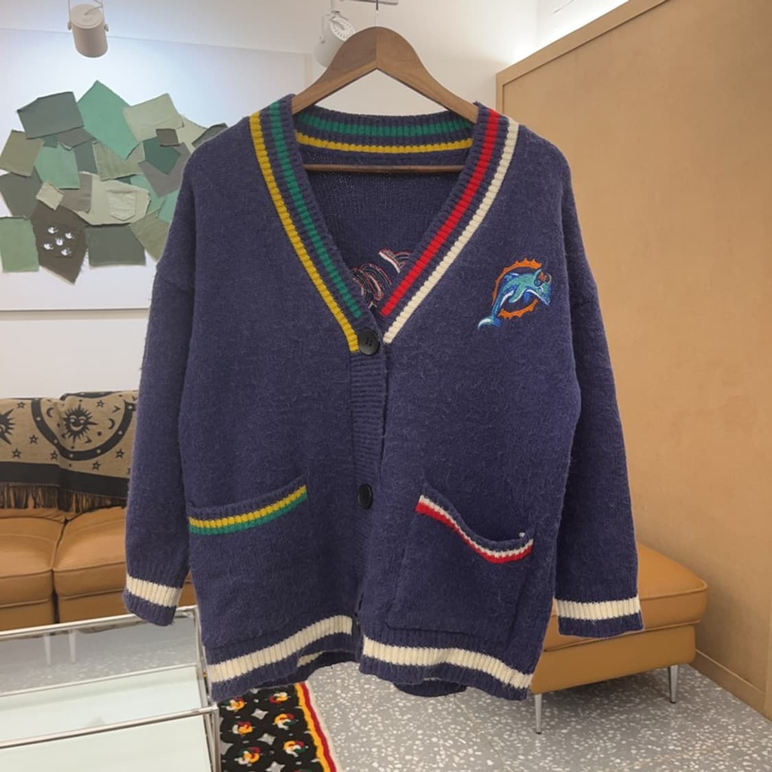 빈티지 일본풍 키치 올드스쿨 스팽글 자수 가디건 110 C07170 상품이미지3