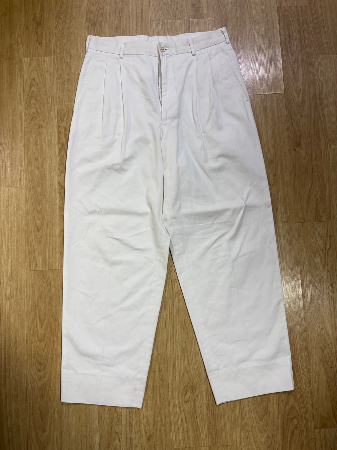 [M] 빈티지 90s 꼼데가르송 옴므 플리츠 치노 팬츠 화이트 상품이미지1