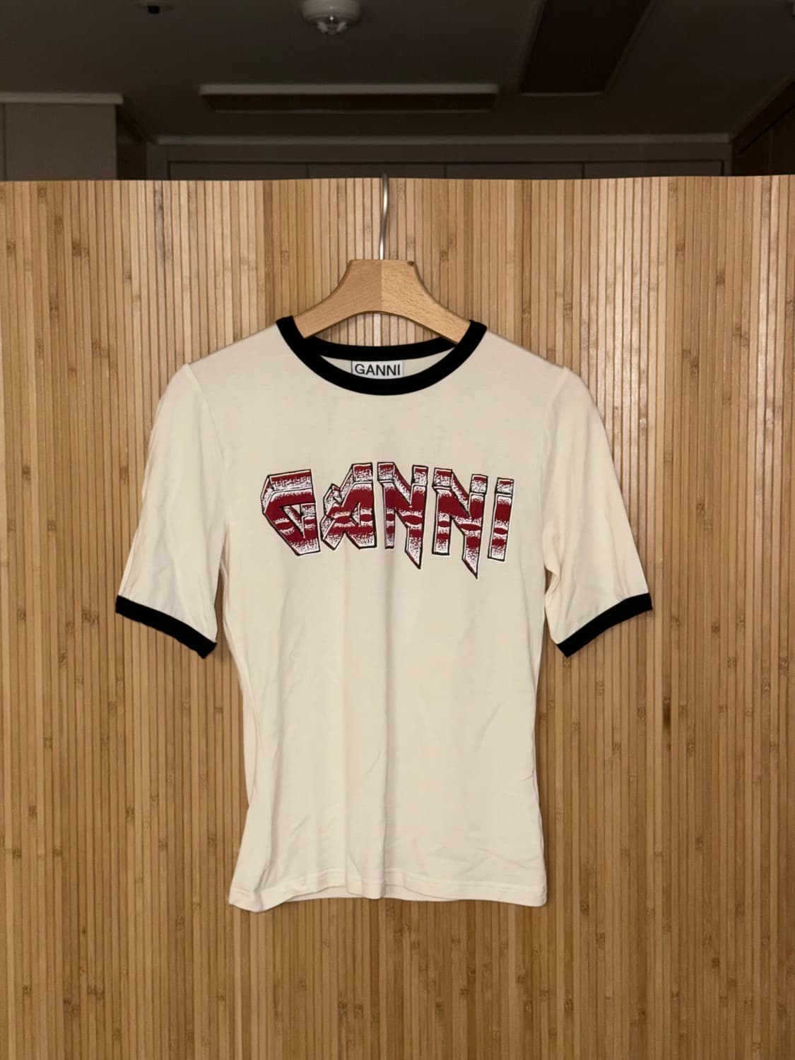 가니 로고 링거 반팔 티셔츠 아이보리 XS  상품이미지5