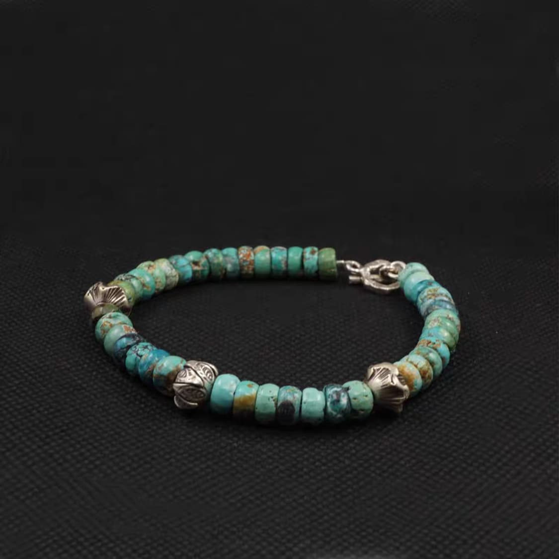 Oceanora 천연 원석 터키석 스털링 실버 팔지 상품이미지3