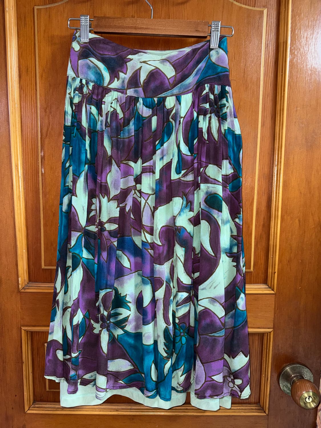 수채화 플라워 쉬폰 롱 스커트 상품이미지3