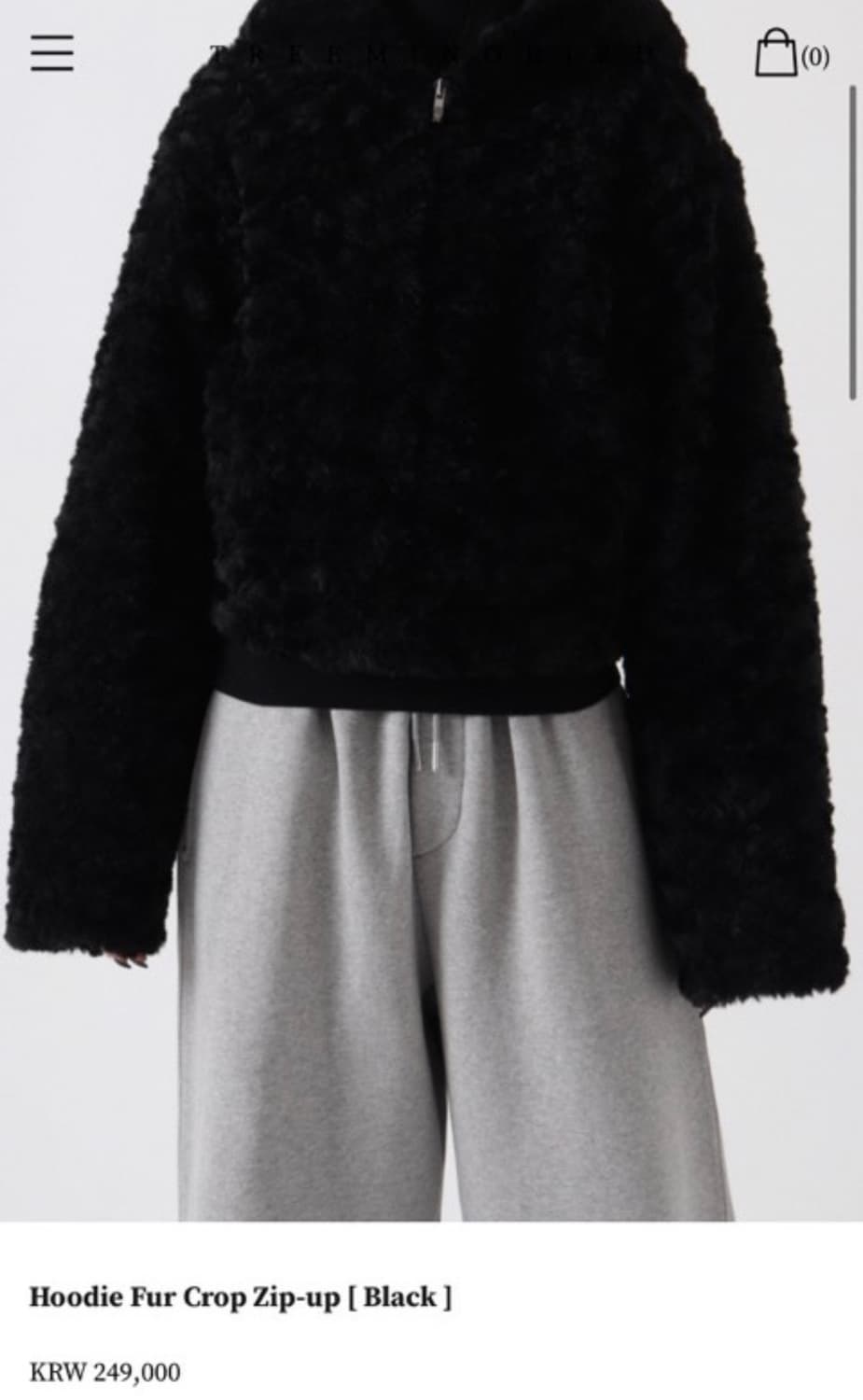 트리밍버드 후디 퍼 크롭 블랙 상품이미지2