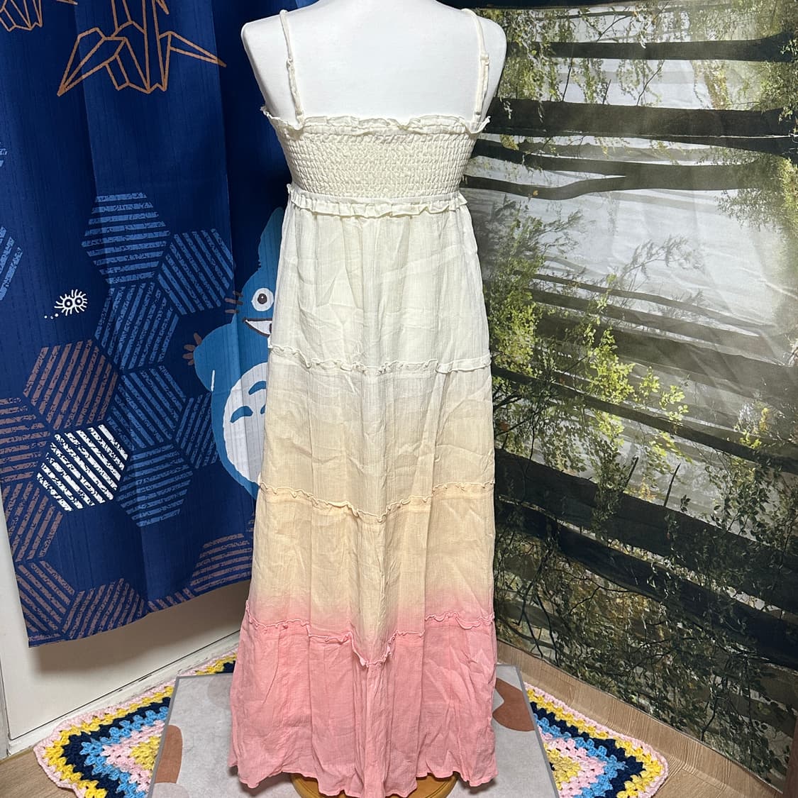 빈티지 모리 모리걸 롱 그라데이션 핑크 복숭아 원피스 상품이미지4