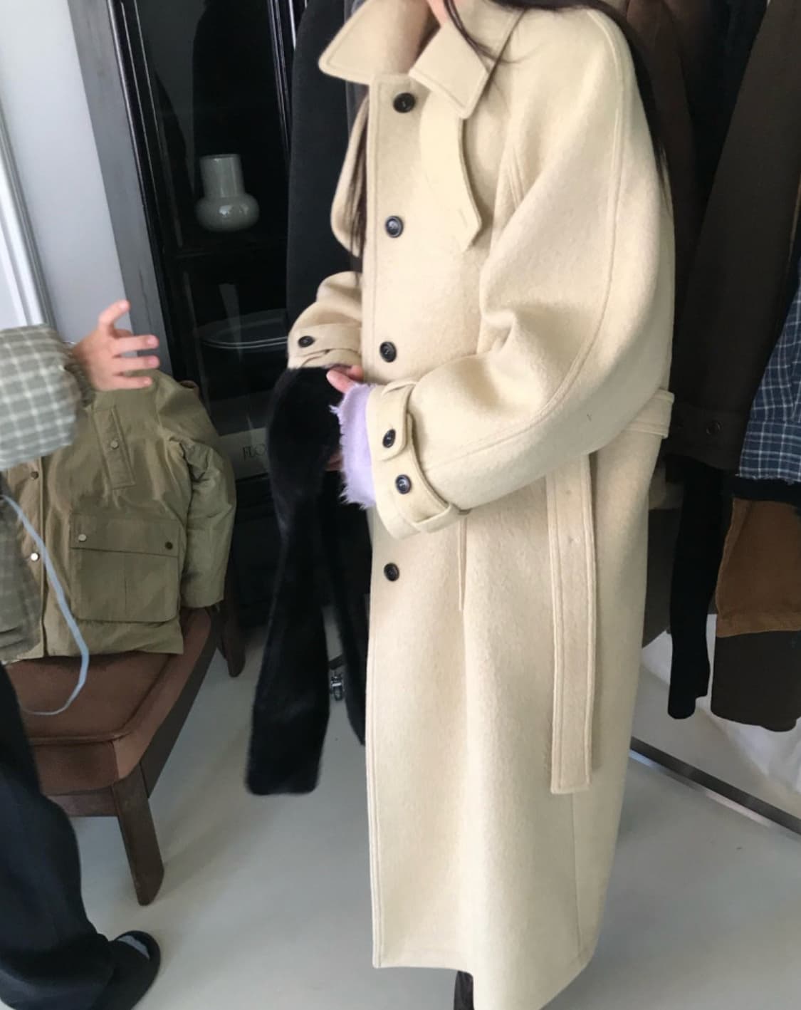 (새상품)위아 알파카 울 혼방 베이지코트 상품이미지2