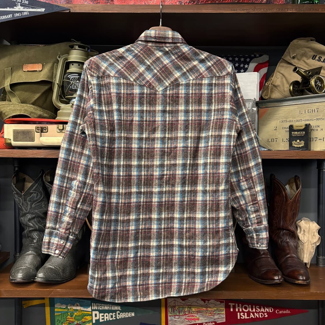 70s 펜들턴 퓨어 버진울 플란넬 체크 웨스턴 셔츠 N448 상품이미지2